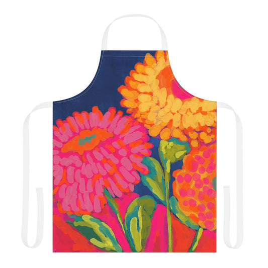 Vibrant Floral Apron, Colorful Cooking Gift, Kitchen Decor, Gardening Attire, Mother's Day Present, Chef's Accessory with artwork by Ally Hunt