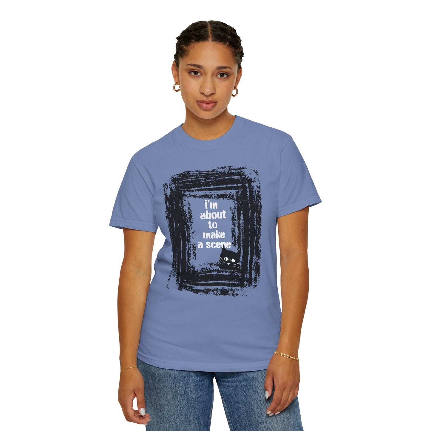 I'm About to Make a Scene...Spooky Artistic black Cat T-Shirt, Halloween, Unisex Graphic Tee, Gift for Cat Lovers, Casual Wear, Cute Cat Design Shirt, Halloween Shirt