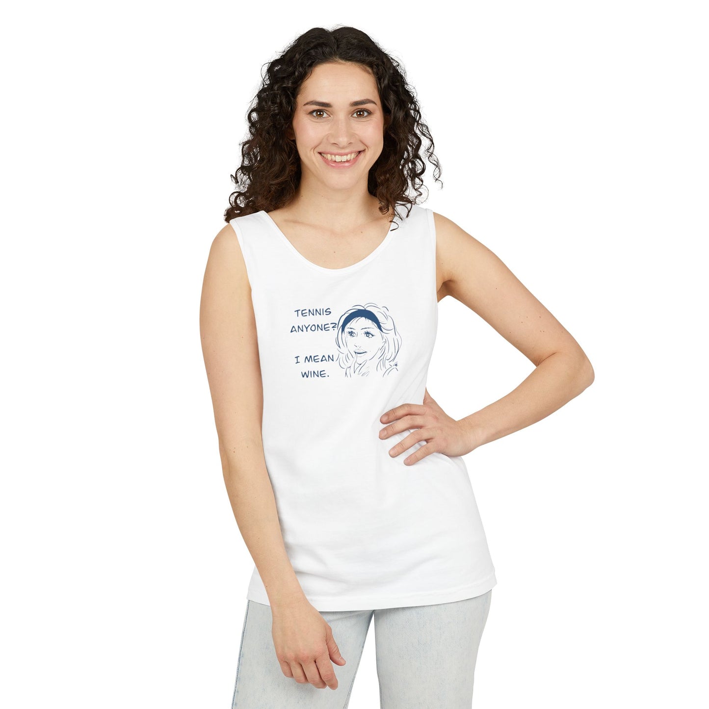 TENNIS ANYONE? I MEAN WINE.: Tennis and Wine Tank Top - Cute Summer Tee for Wine Lovers, Sports Enthusiasts, Perfect for Gifts, BBQs, Parties