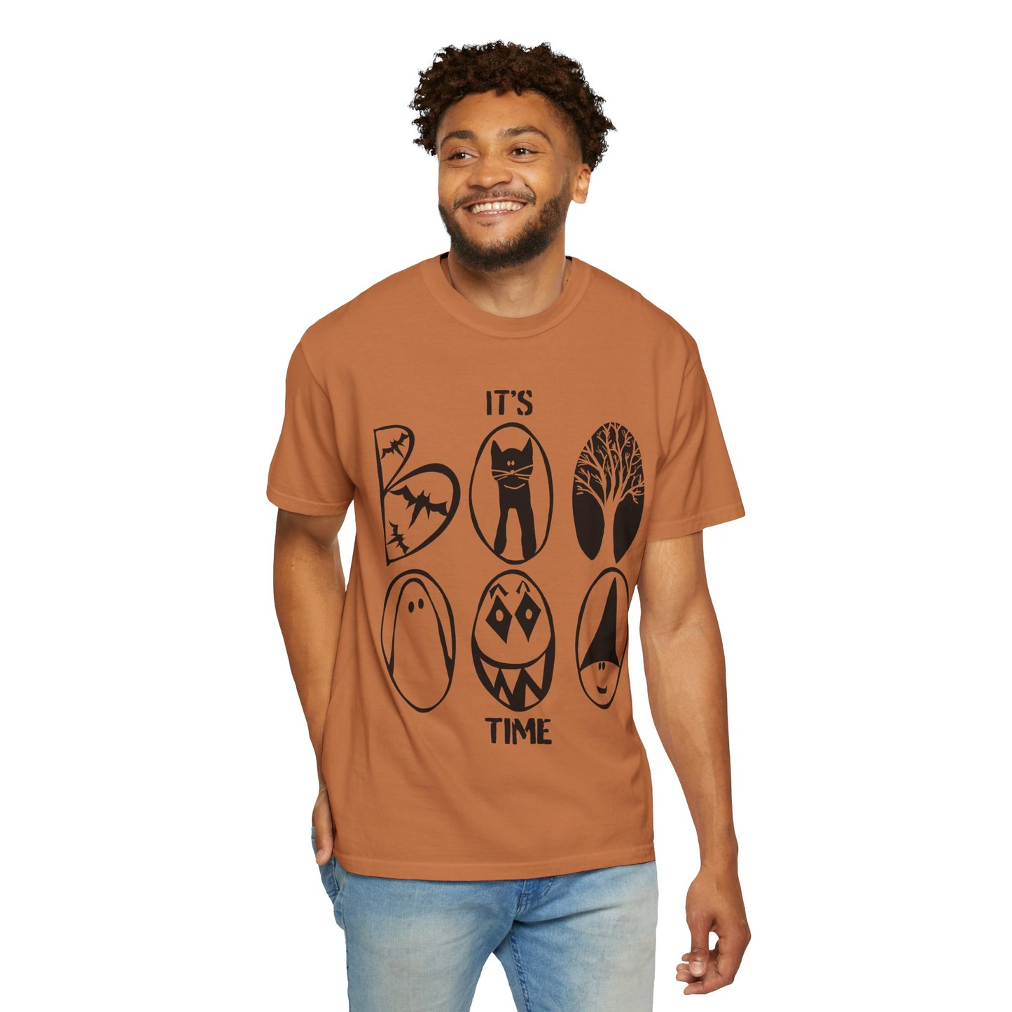 "IT'S BOO TIME" Halloween Themed T-shirt, Spooky Graphic Tee, Unisex T-shirt for Fall, Vintage Style Halloween Shirt, Perfect for Halloween Party