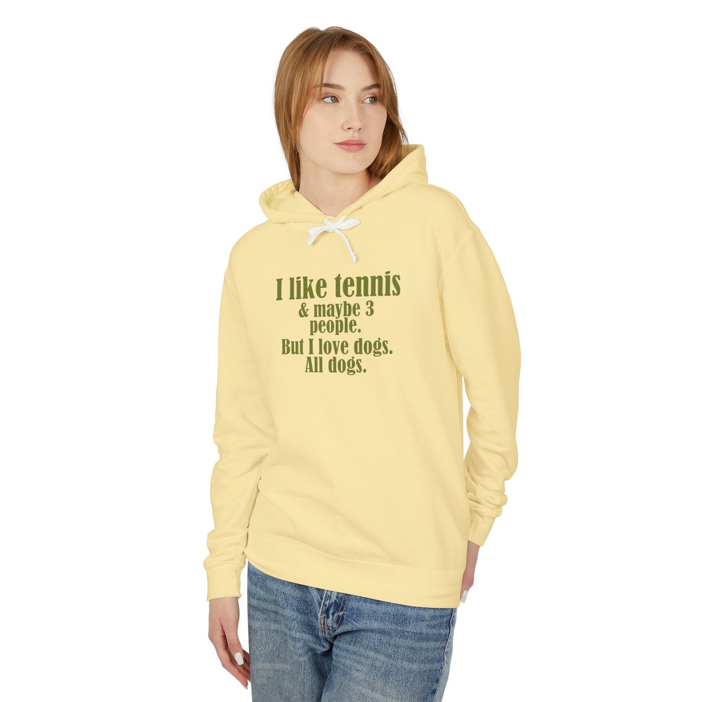 "I like tennis and maybe three people, but I love all dogs." Pickleball Lover's Hoodie | Sports Sweatshirt, Funny Pickleball Gift, Activewear, Unisex Apparel, Fun Sportswear