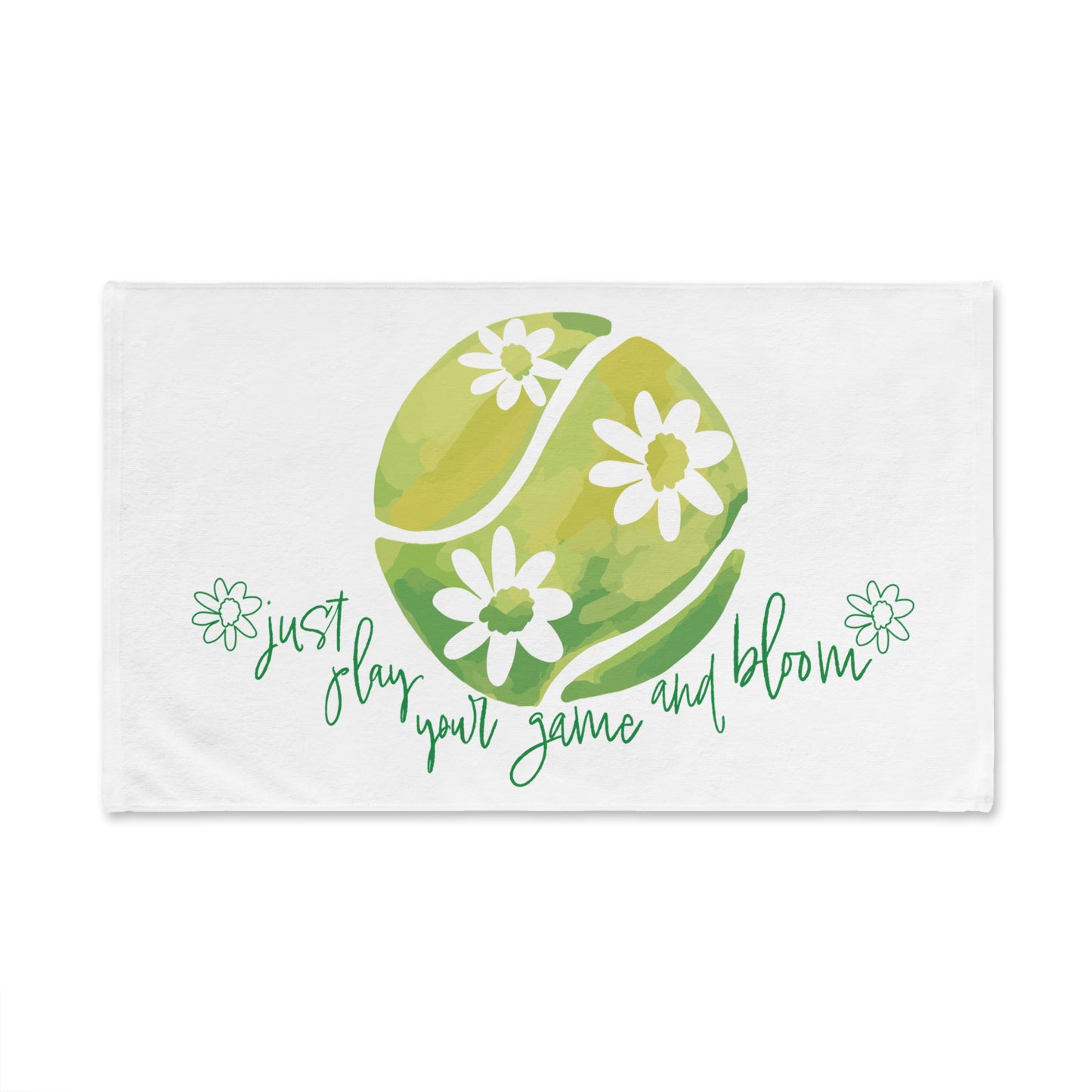 Tennis Hand Towel - Just Play Your Game and Bloom, Green Floral Sports Towel, Tennis Gifts, Outdoor Decor, Gym Towels, Motivational Decor