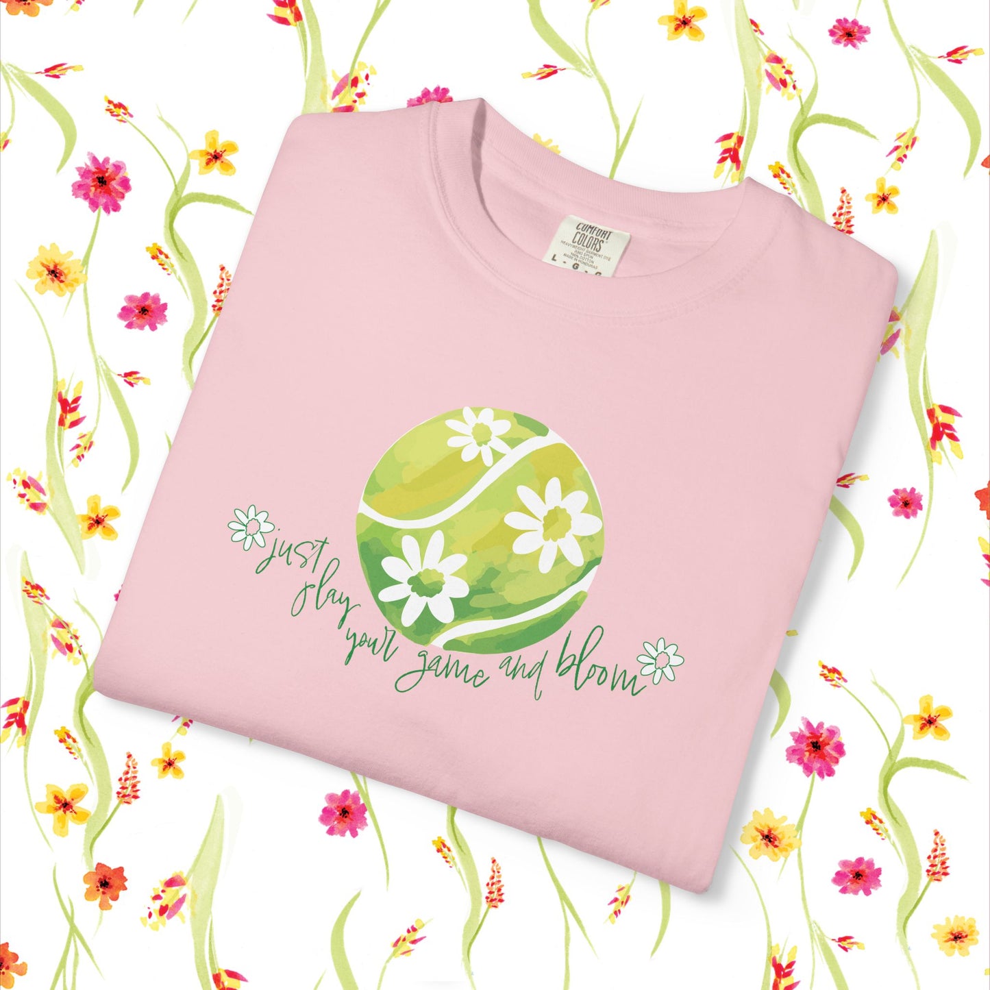 Play Tennis....Bloom! Flower Power Unisex T-Shirt | Eco-Friendly Casual Wear, Spring Fashion, Gift for Garden Lovers, Earth Day Tee, Floral Summer Style, Tennis Lover's Gift17.99