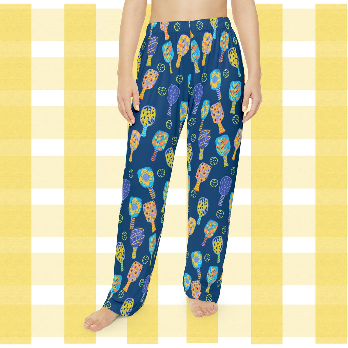 Women's Pajama Pants – Blue Tropical Paddleball Pattern All-Over Print Lounge Pants