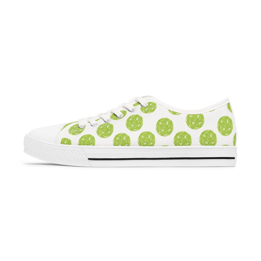 Green Pickleball Polka Dot Low Top Sneakers — Women's Casual Canvas Shoes