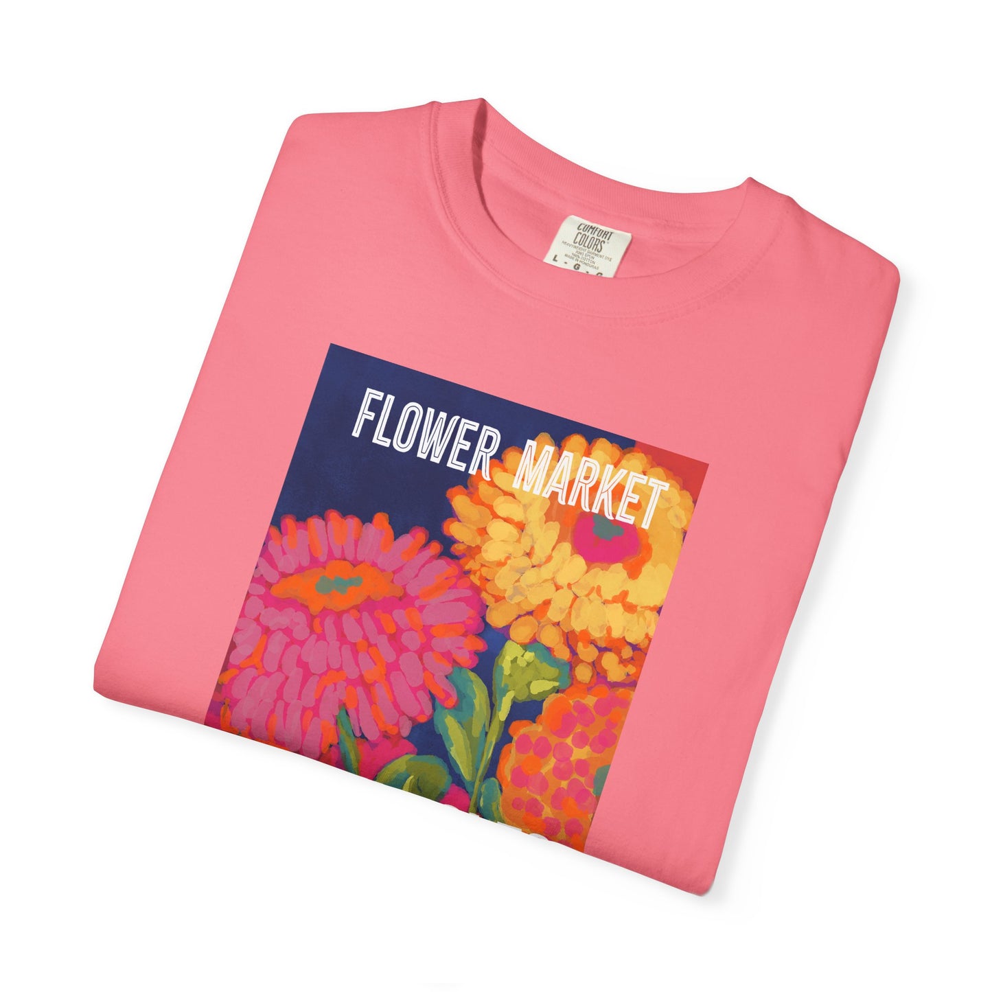 Vibrant Floral Market Tee, Flower Market T-Shirt, Greek Isles Apparel, Gift for Garden Lovers, Summer Wardrobe Essential