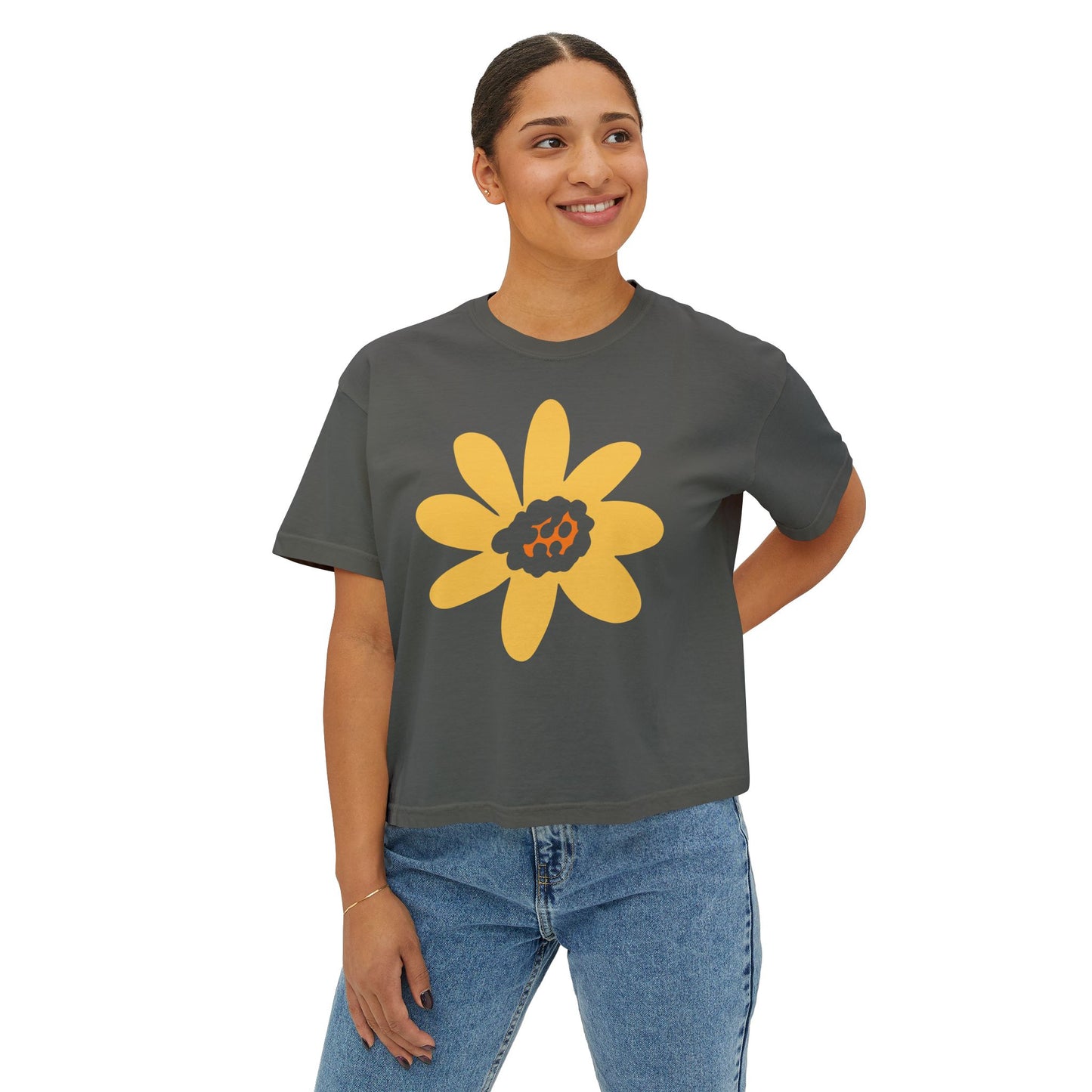 Sunny Floral Women's Boxy Tee - Casual Comfort for Every Occasion
