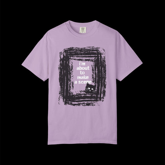 I'm About to Make a Scene...Spooky Artistic black Cat T-Shirt, Halloween, Unisex Graphic Tee, Gift for Cat Lovers, Casual Wear, Cute Cat Design Shirt, Halloween Shirt