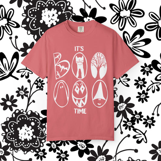 "IT'S BOO TIME" Halloween Themed T-shirt, Spooky Graphic Tee, Unisex T-shirt for Fall, Vintage Style Halloween Shirt, Perfect for Halloween Party