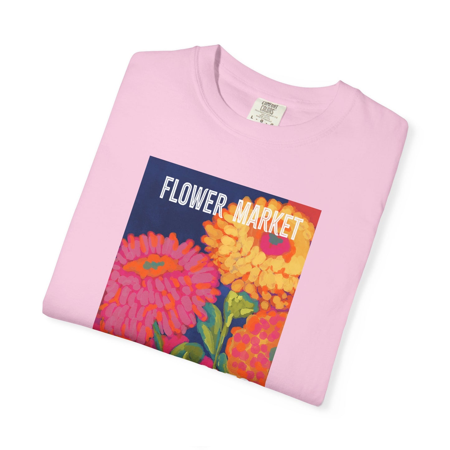 Vibrant Floral Market Tee, Flower Market T-Shirt, Greek Isles Apparel, Gift for Garden Lovers, Summer Wardrobe Essential