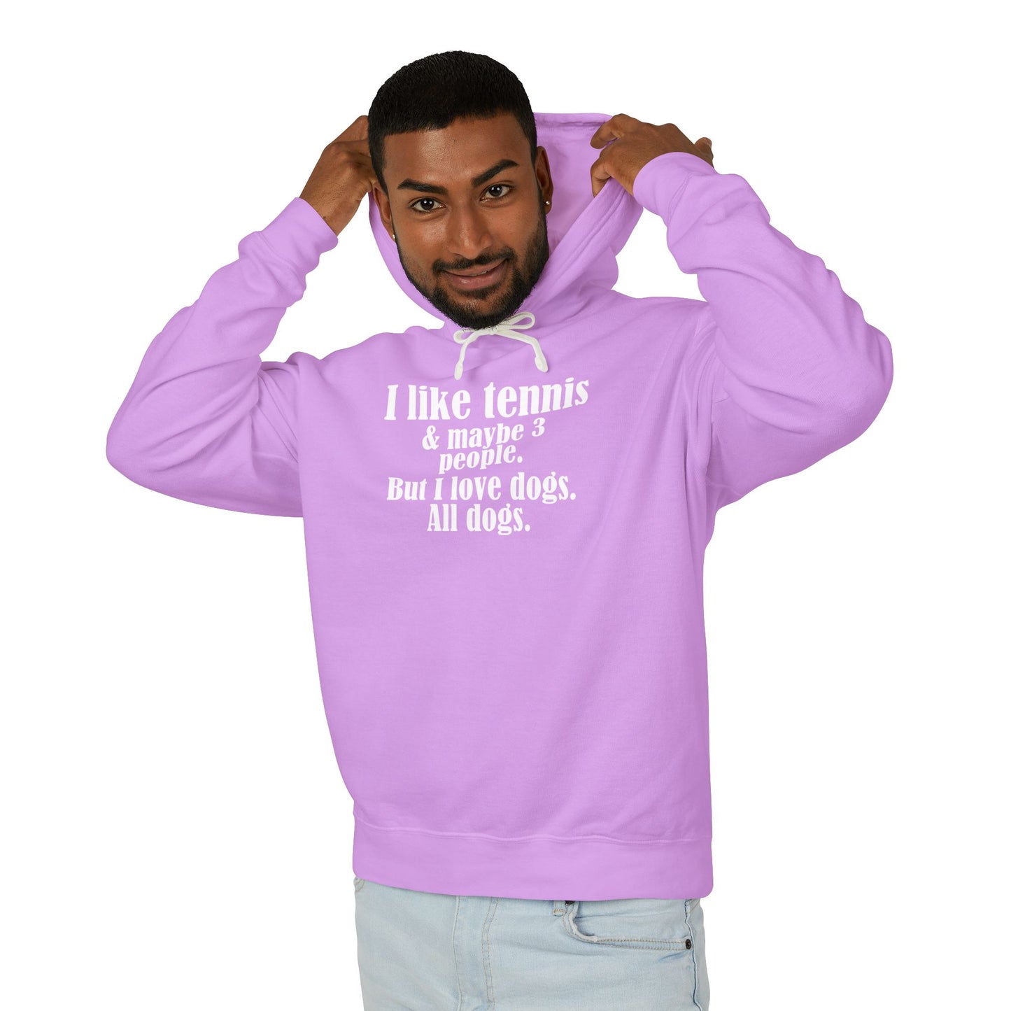 "I like tennis and maybe three people, but I love all dogs." Pickleball Lover's Hoodie | Sports Sweatshirt, Funny Pickleball Gift, Activewear, Unisex Apparel, Fun Sportswear