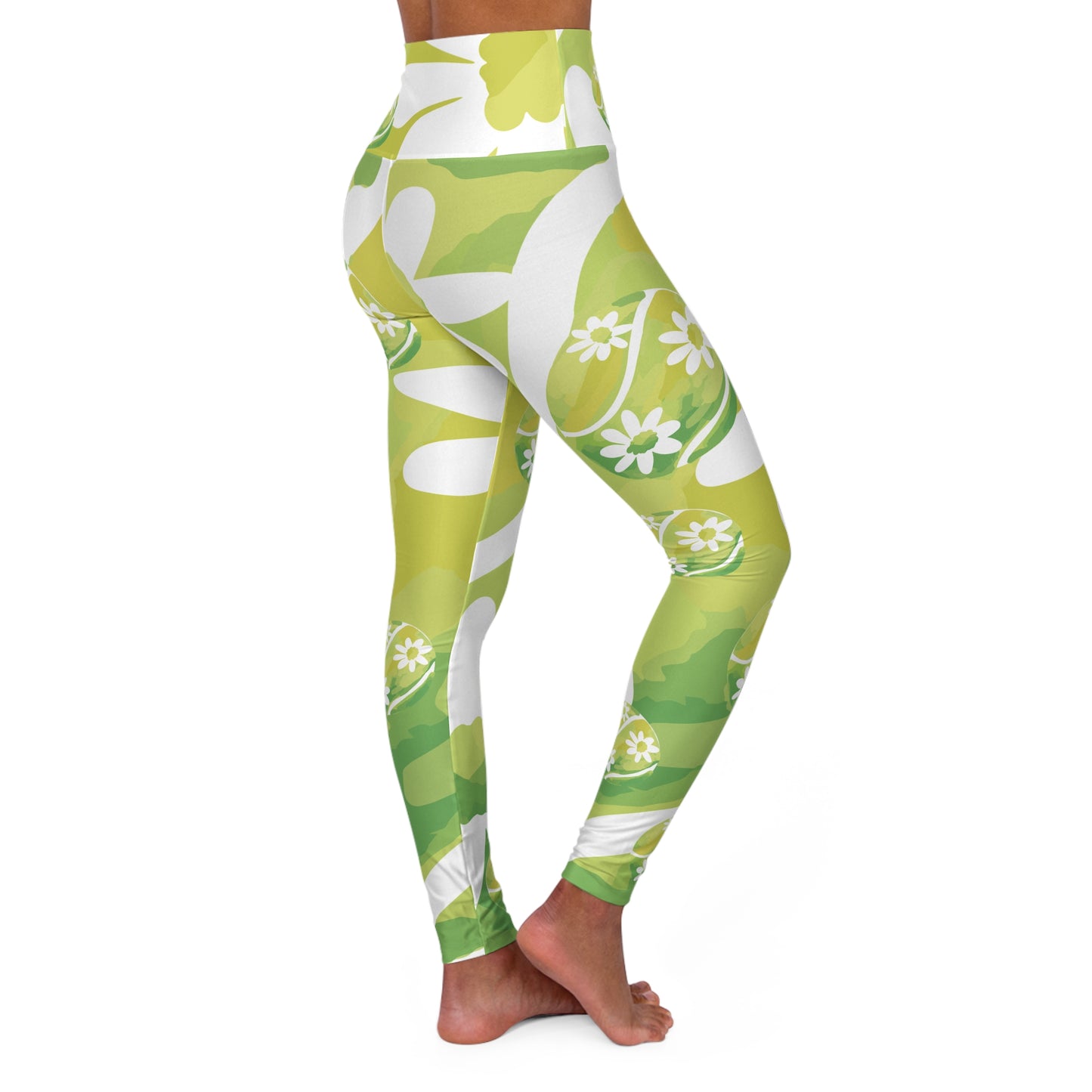 High Waisted Tennis Daisy Floral Yoga Leggings, Comfortable Workout Pants, Activewear for Women, Trendy Athleisure, Gift for Fitness Lovers