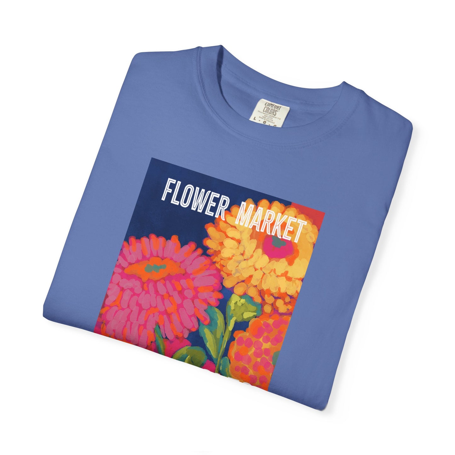 Vibrant Floral Market Tee, Flower Market T-Shirt, Greek Isles Apparel, Gift for Garden Lovers, Summer Wardrobe Essential