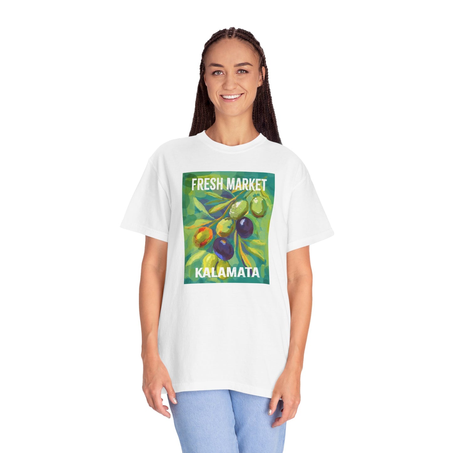 Vibrant Greek Olive Grove T-Shirt, Perfect for Farmers Markets, Foodie Gifts, Art Lovers, Summer Outings, Unisex Casual Wear