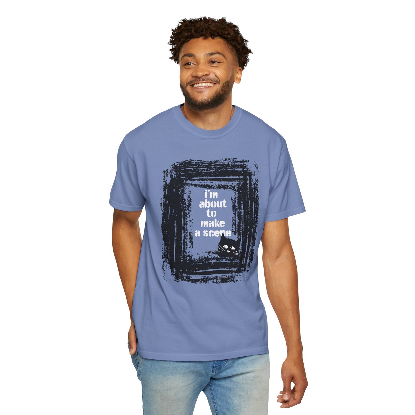 I'm About to Make a Scene...Spooky Artistic black Cat T-Shirt, Halloween, Unisex Graphic Tee, Gift for Cat Lovers, Casual Wear, Cute Cat Design Shirt, Halloween Shirt