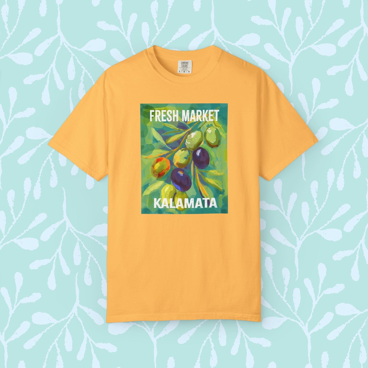 Vibrant Greek Olive Grove T-Shirt, Perfect for Farmers Markets, Foodie Gifts, Art Lovers, Summer Outings, Unisex Casual Wear