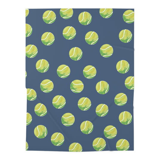 Tennis Baby Swaddle Blanket — Navy Tennis Ball Pattern