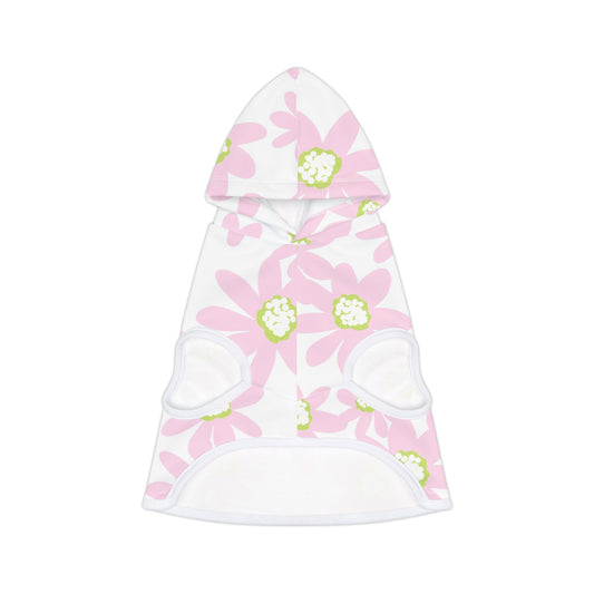 Pink Daisy Retro Floral Pet Hoodie for Dogs, Cute Dog Sweater, Stylish Pet Apparel, Spring Fashion for Pets, Cozy Dog Clothes