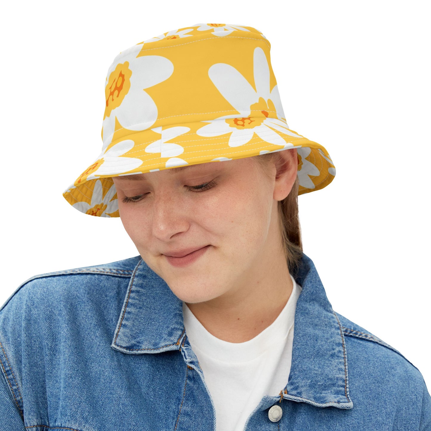 Bucket Hat - Bright Daisy Pattern