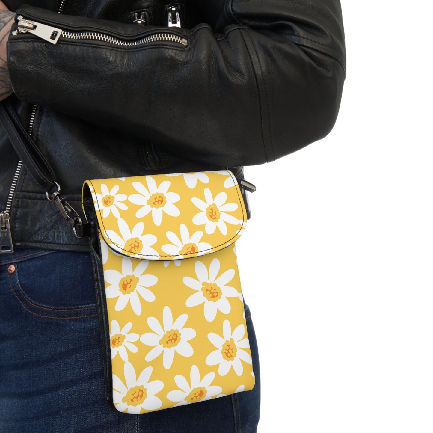 Daisy Cheerful Phone Wallet, Stylish Crossbody Bag, Floral Pouch for Festivals, Travel, Gifts, Summer Vibes