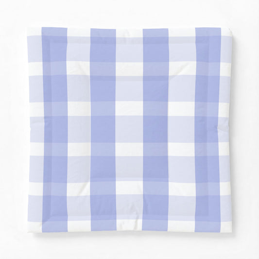 Periwinkle Blue Gingham Cotton Comforter — Lightweight Checkered Bedspread