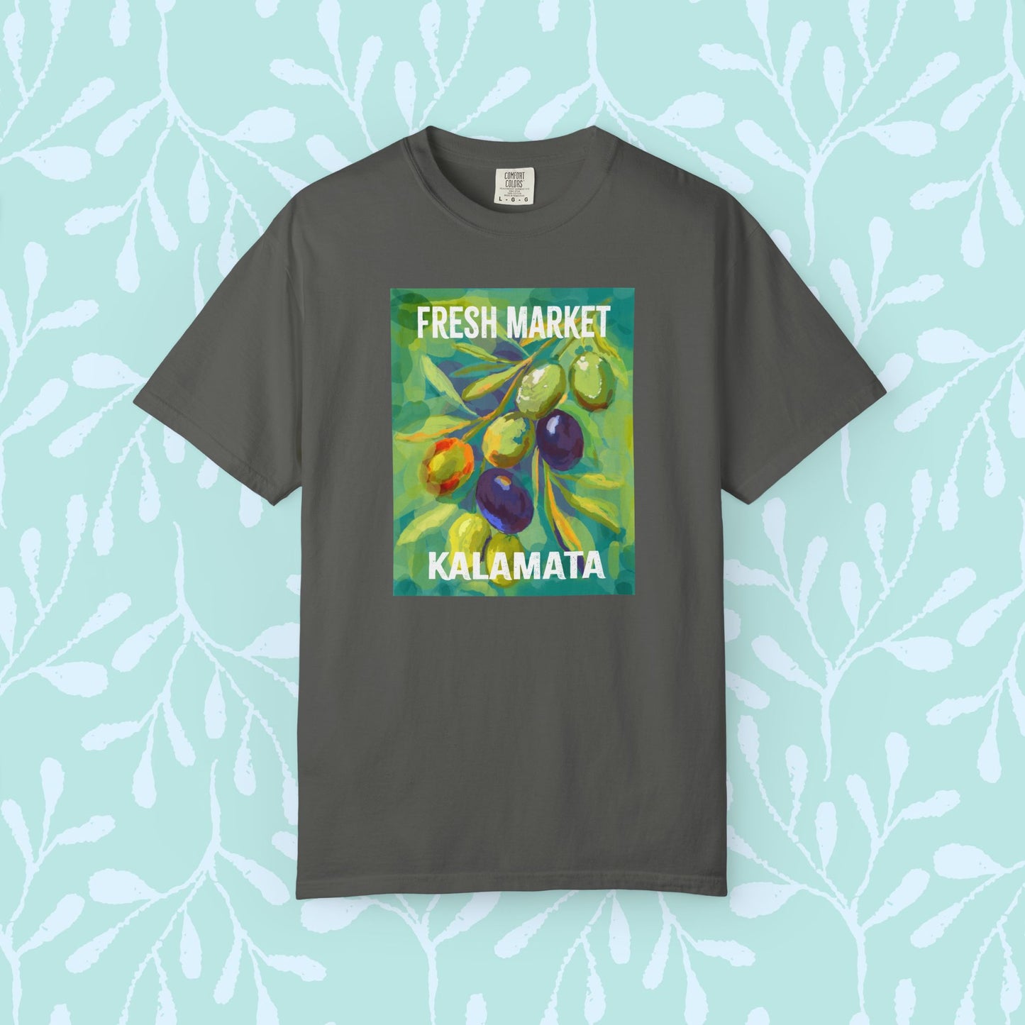 Vibrant Greek Olive Grove T-Shirt, Perfect for Farmers Markets, Foodie Gifts, Art Lovers, Summer Outings, Unisex Casual Wear