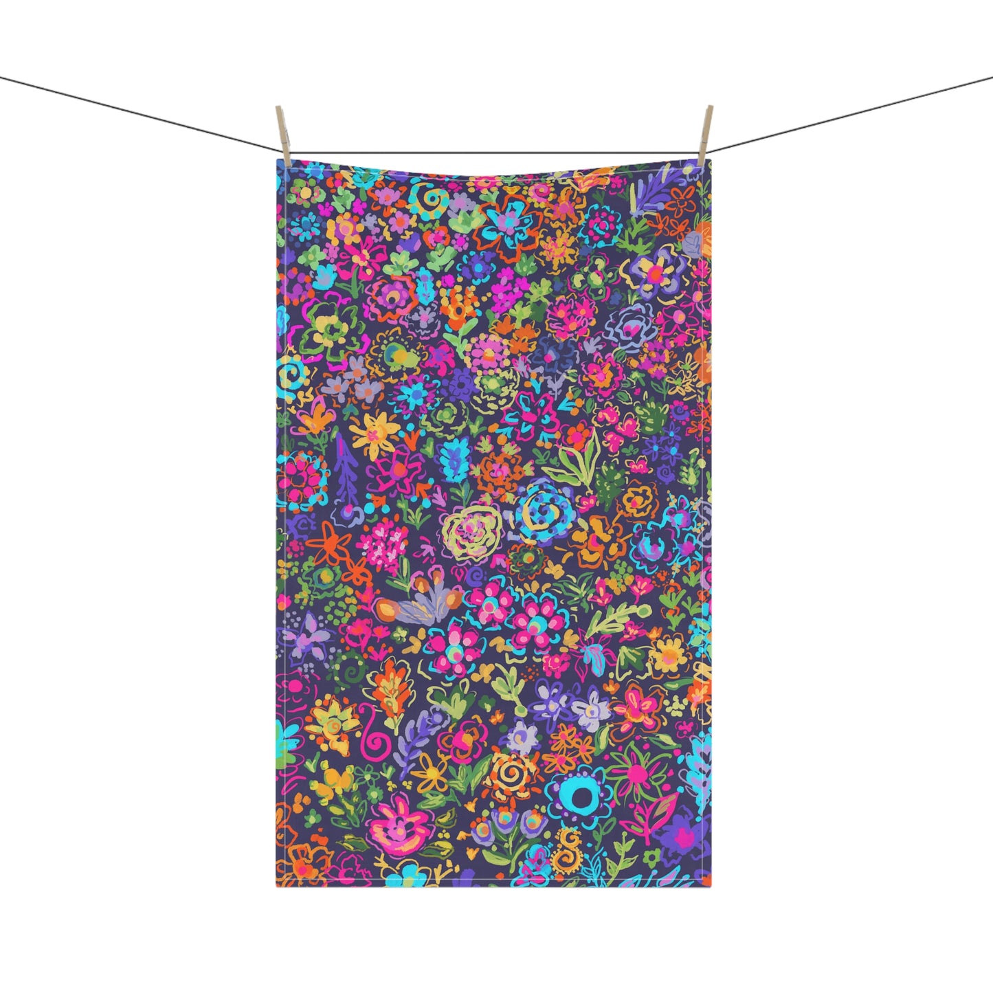 Vibrant Floral Tea Towels, Boho Style Towels featuring artwork by Ally Hunt
