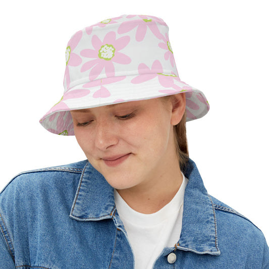 Pink Floral Bucket Hat, Summer Accessory, Beach Wear, Festival Hat, Cute Sun Hat, Gift for Garden Lovers