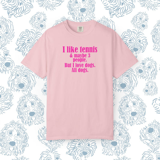 Tennis Lover Unisex T-shirt - I Like Tennis & All Dogs Design