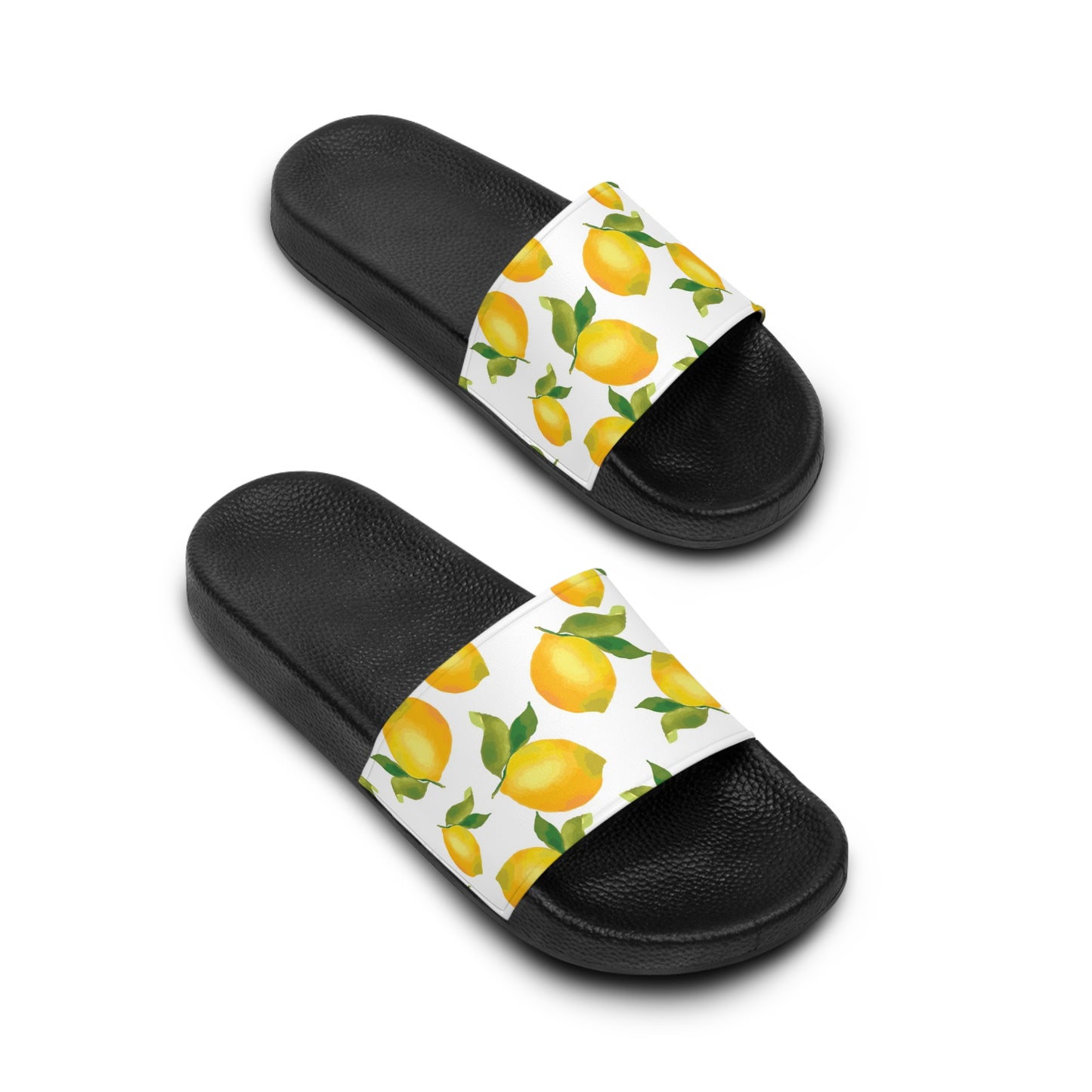 Lemon Print Women's Slide Sandals, Summer Footwear, Casual Slides, Beach Sandals, Gift for Her