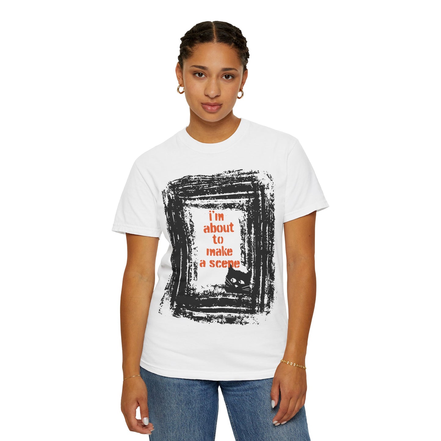 I'm About to Make a Scene...Spooky Artistic black Cat T-Shirt, Halloween, Unisex Graphic Tee, Gift for Cat Lovers, Casual Wear, Cute Cat Design Shirt, Halloween Shirt
