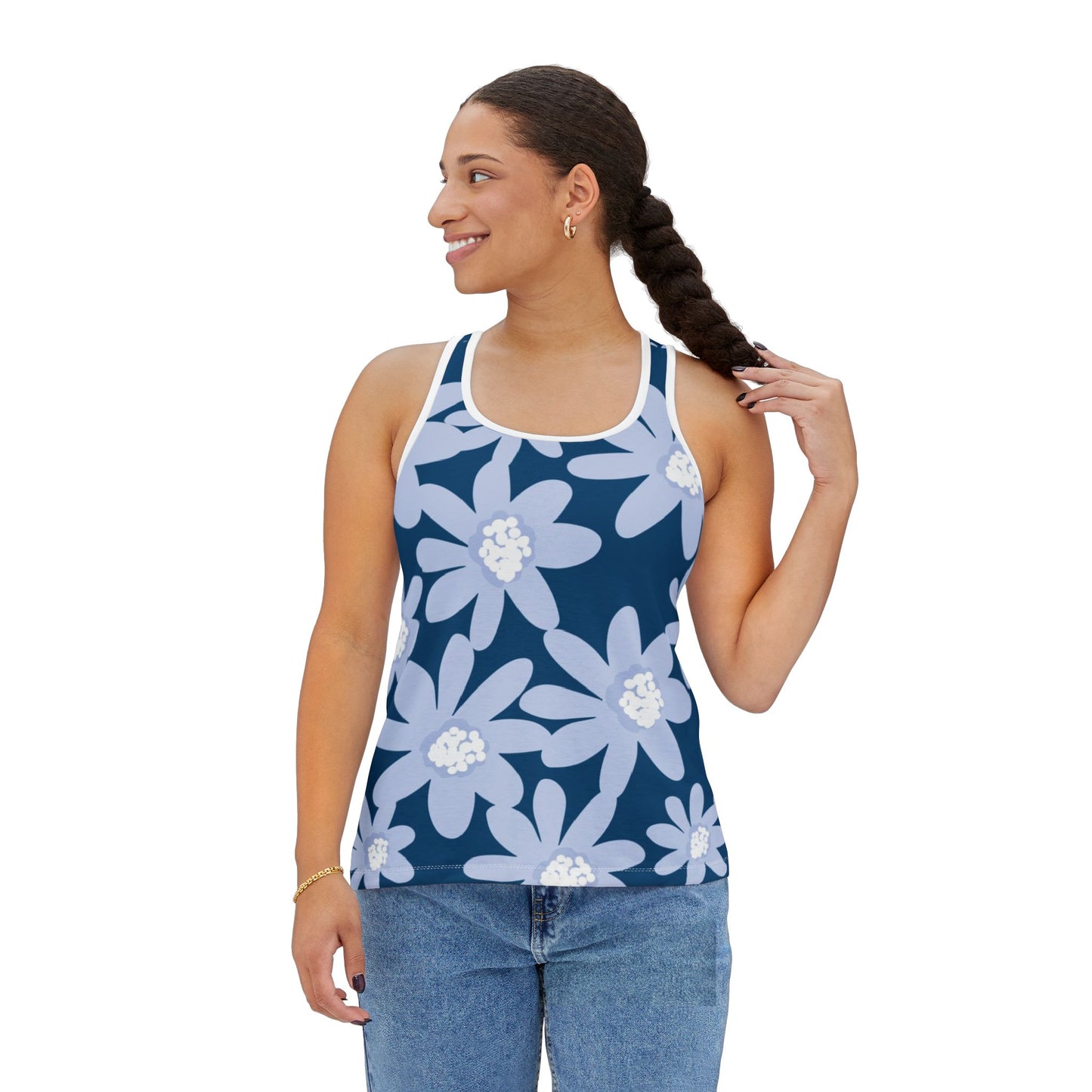 Bllue Daisy Retro Women's Tank Top - Summer Apparel, Beachwear, Vacation Outfit, Festival Top, Gift for Her