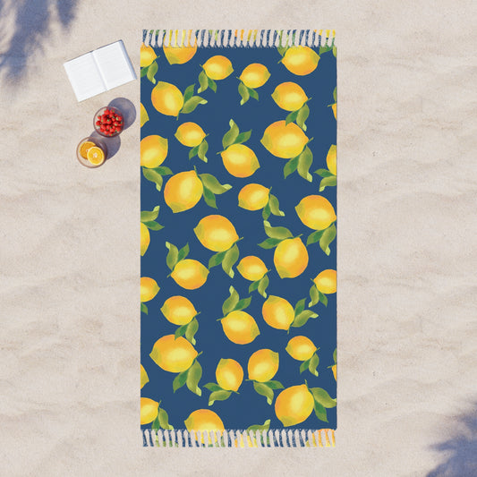 Boho Lemon Beach Towel - Vibrant Summer Vibes for Pool Days, Gifts for Her, Beach Trips, Picnics, Home Decor