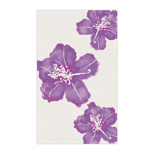 Elegant Purple Plum Azalea Floral Cotton Tea Towels, Kitchen Decor, Gift for Her, Home Cooking, Housewarming, Mother's Day