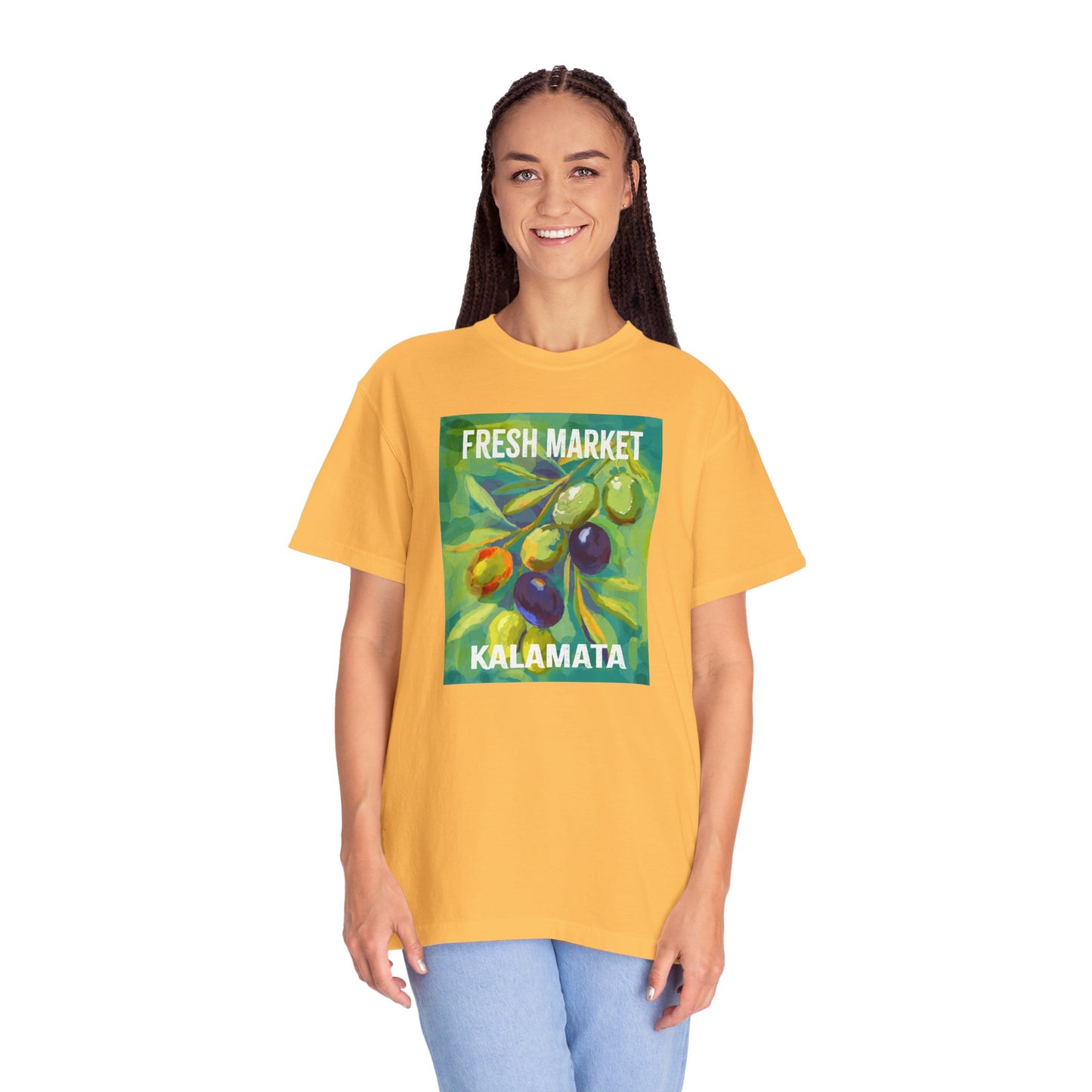 Vibrant Greek Olive Grove T-Shirt, Perfect for Farmers Markets, Foodie Gifts, Art Lovers, Summer Outings, Unisex Casual Wear