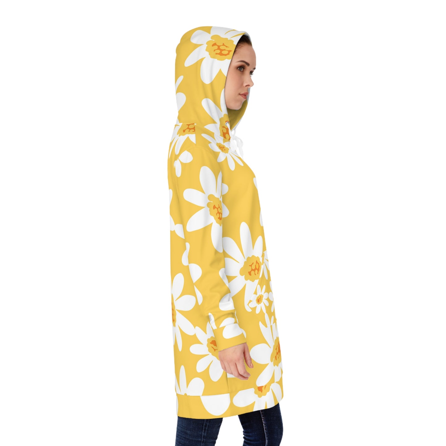 Sunny Daisy Women's Hoodie Dress, Floral AOP Lounge Wear, Spring Fashion, Casual Outfit, Gift for Her