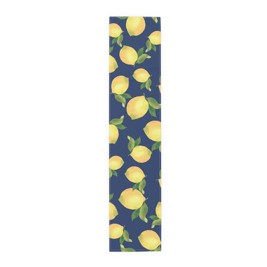 Lemon Print Table Runner | Cotton & Polyester Dining Decor | Summer Party, Kitchen Table, Home Decor, Gift Idea