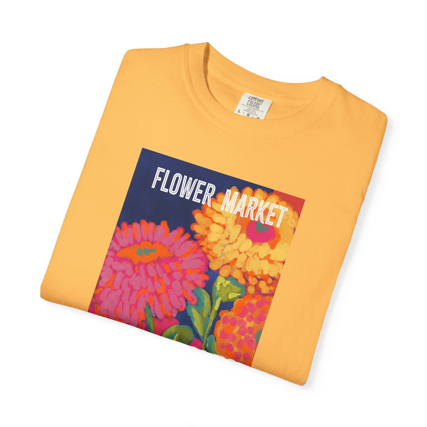 Vibrant Floral Market Tee, Flower Market T-Shirt, Greek Isles Apparel, Gift for Garden Lovers, Summer Wardrobe Essential