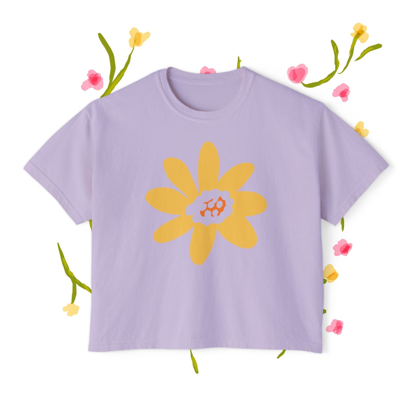 Sunny Floral Women's Boxy Tee - Casual Comfort for Every Occasion