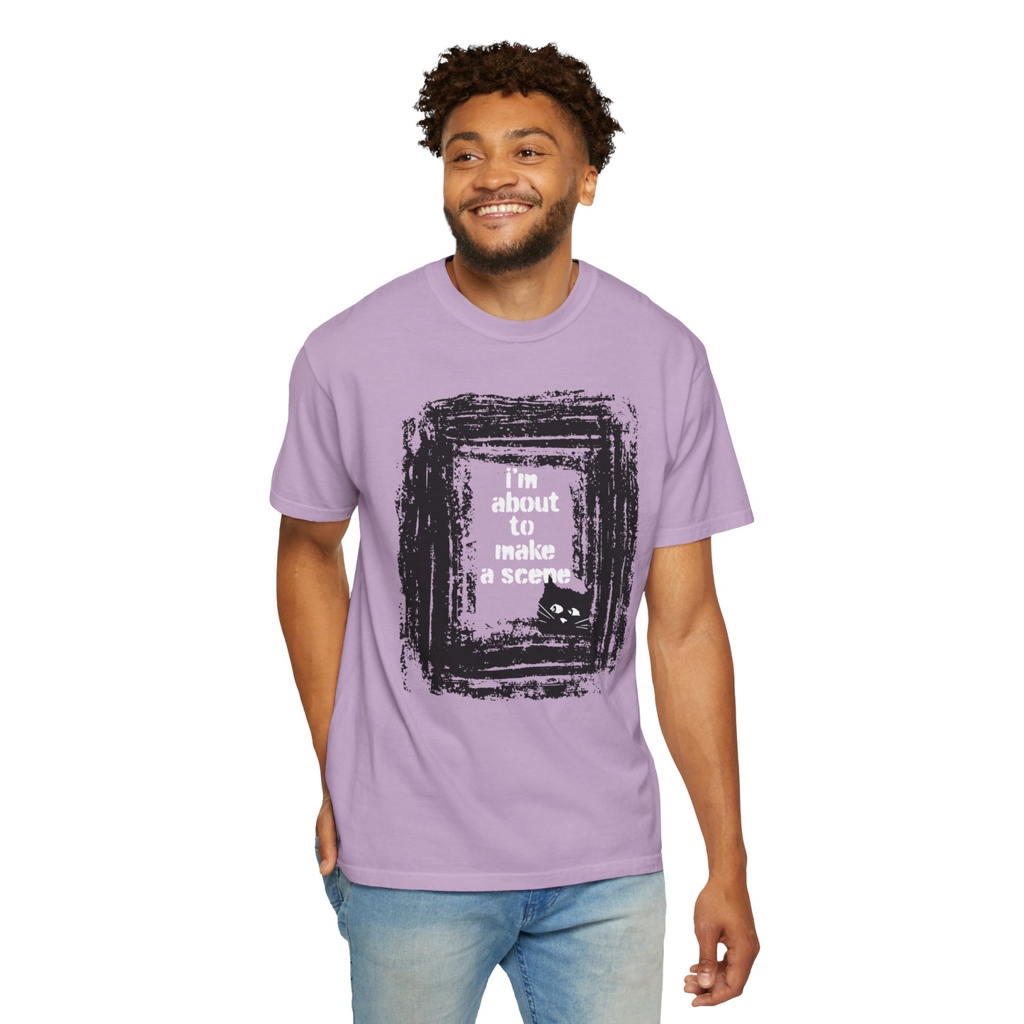 I'm About to Make a Scene...Spooky Artistic black Cat T-Shirt, Halloween, Unisex Graphic Tee, Gift for Cat Lovers, Casual Wear, Cute Cat Design Shirt, Halloween Shirt