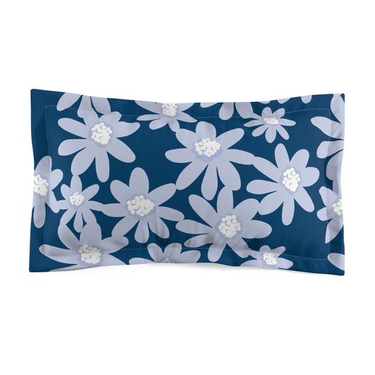 Blue Daisy Floral Microfiber Pillow Sham, Cozy Bedroom Decor, Gift for Her, Spring Vibes, Home Accessories, Stylish Bed Linen
