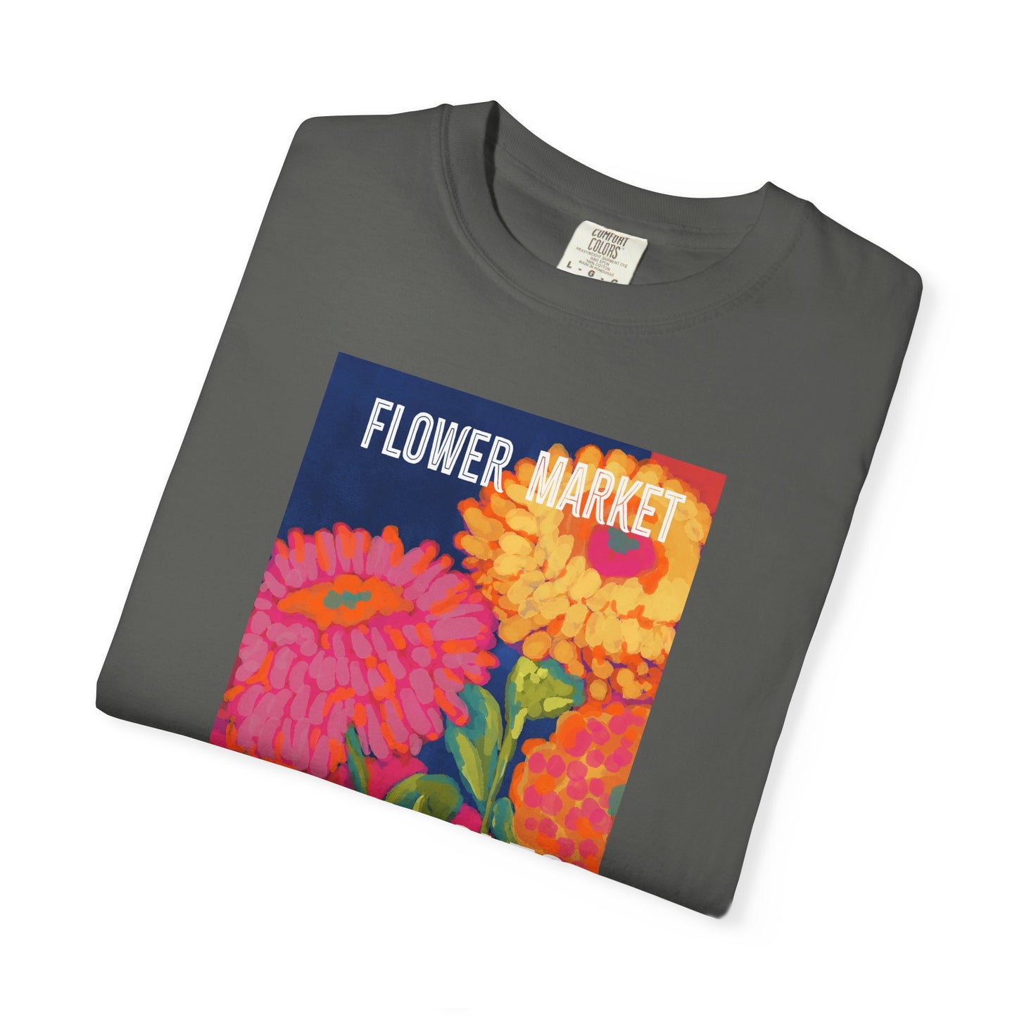 Vibrant Floral Market Tee, Flower Market T-Shirt, Greek Isles Apparel, Gift for Garden Lovers, Summer Wardrobe Essential