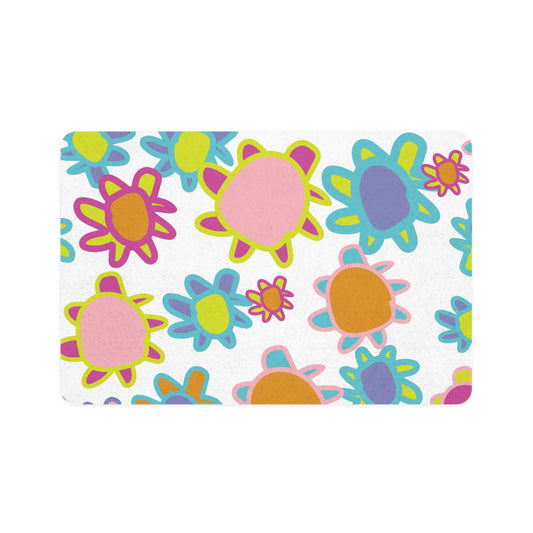 Colorful Flower Pet Food Mat for Cats & Dogs, Cute Pet Feeding Mat, Non-Slip Food Tray, Dog Dish Mat, Fun Floral Design, Pet Gift