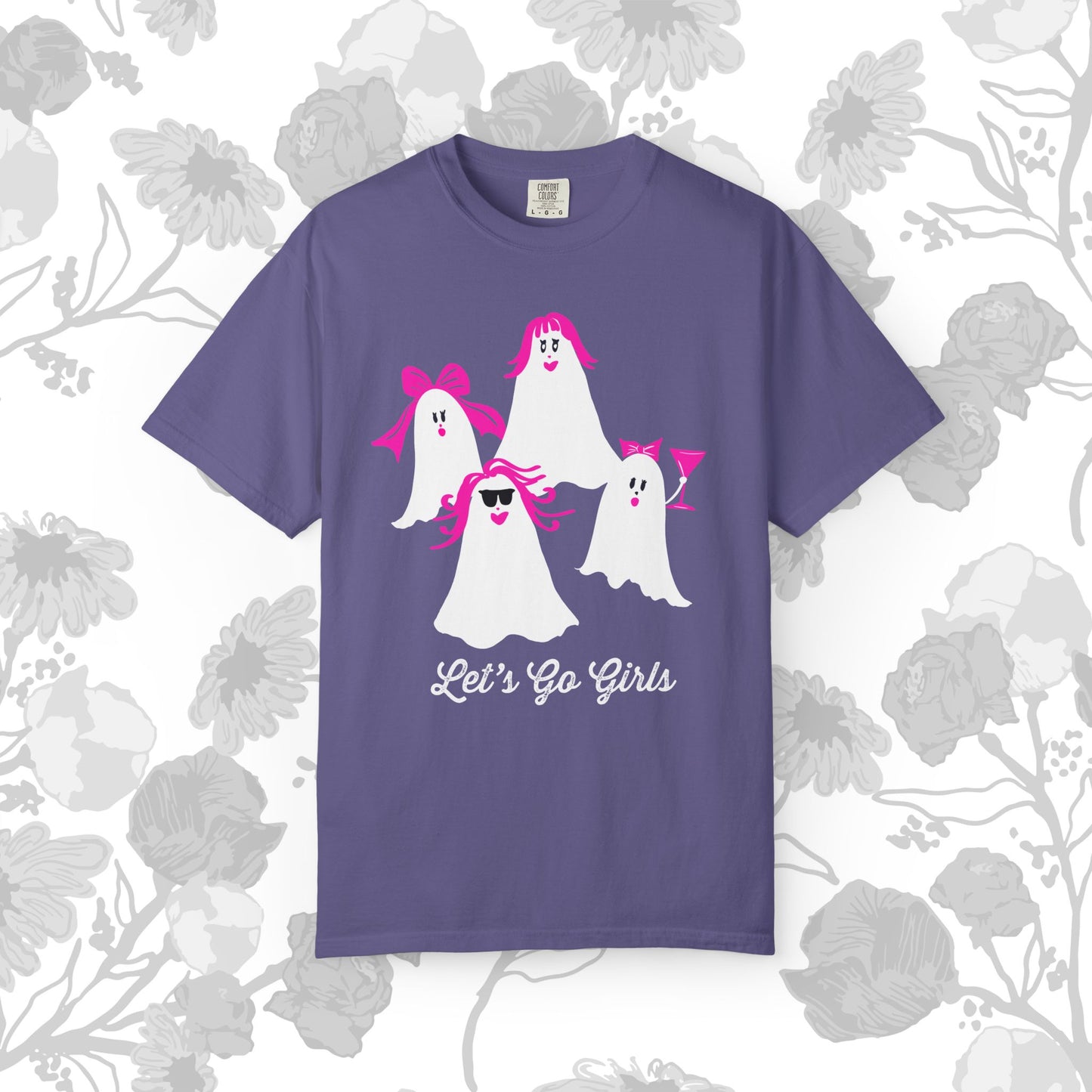 "Let's Go Girls" Spooky Chic T-Shirt, Halloween Fashion, Pink Ghost-Inspired Tee, Cute Casual Wear, Unisex Graphic Shirt, Trendy Fall Style