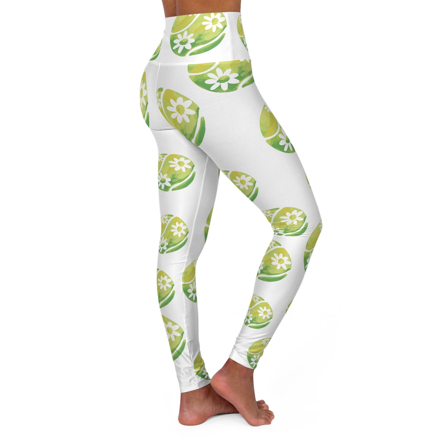 High Waisted Tennis Daisy Floral Yoga Leggings, Comfortable Workout Pants, Activewear for Women, Trendy Athleisure, Gift for Fitness Lovers