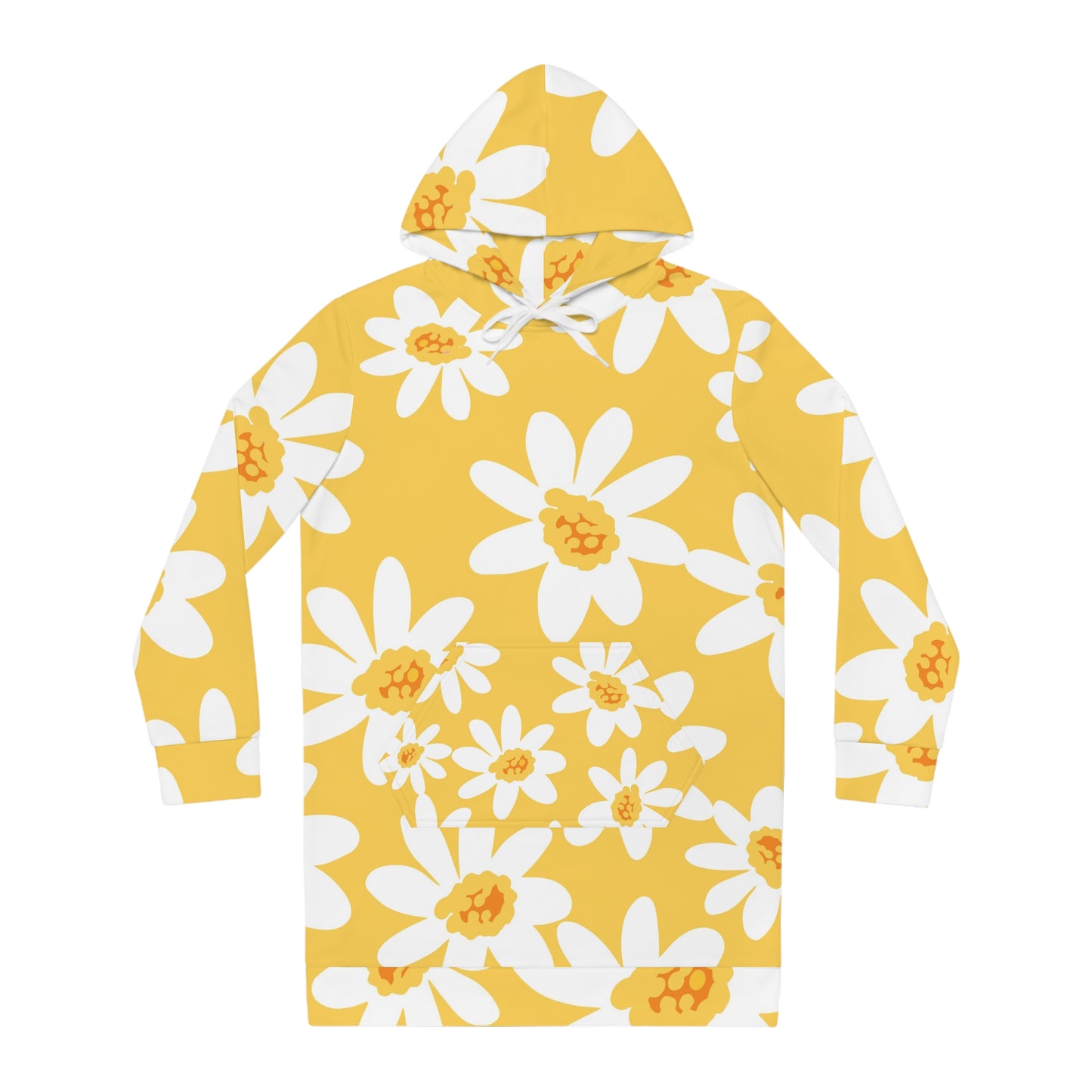 Sunny Daisy Women's Hoodie Dress, Floral AOP Lounge Wear, Spring Fashion, Casual Outfit, Gift for Her