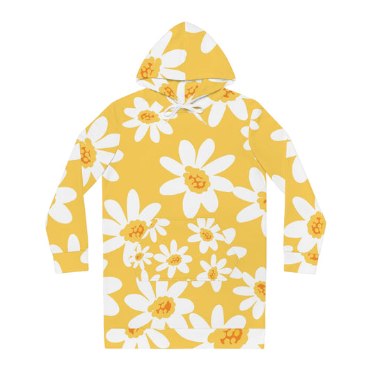 Sunny Daisy Women's Hoodie Dress, Floral AOP Lounge Wear, Spring Fashion, Casual Outfit, Gift for Her
