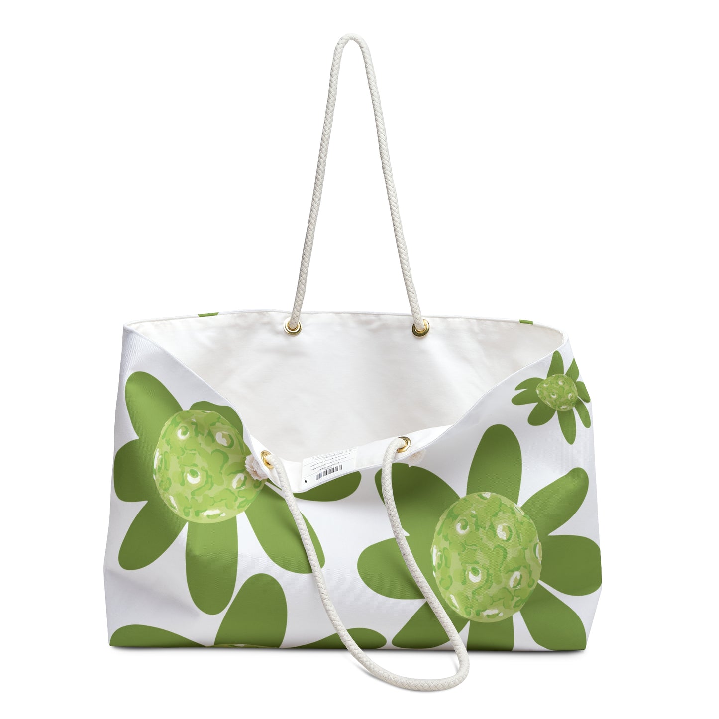 Daisy Pickleball Floral Green Weekender Bag, Travel Tote, Gym Duffle, Beach Bag, Weekend Getaway Essentials, Spring Floral Design