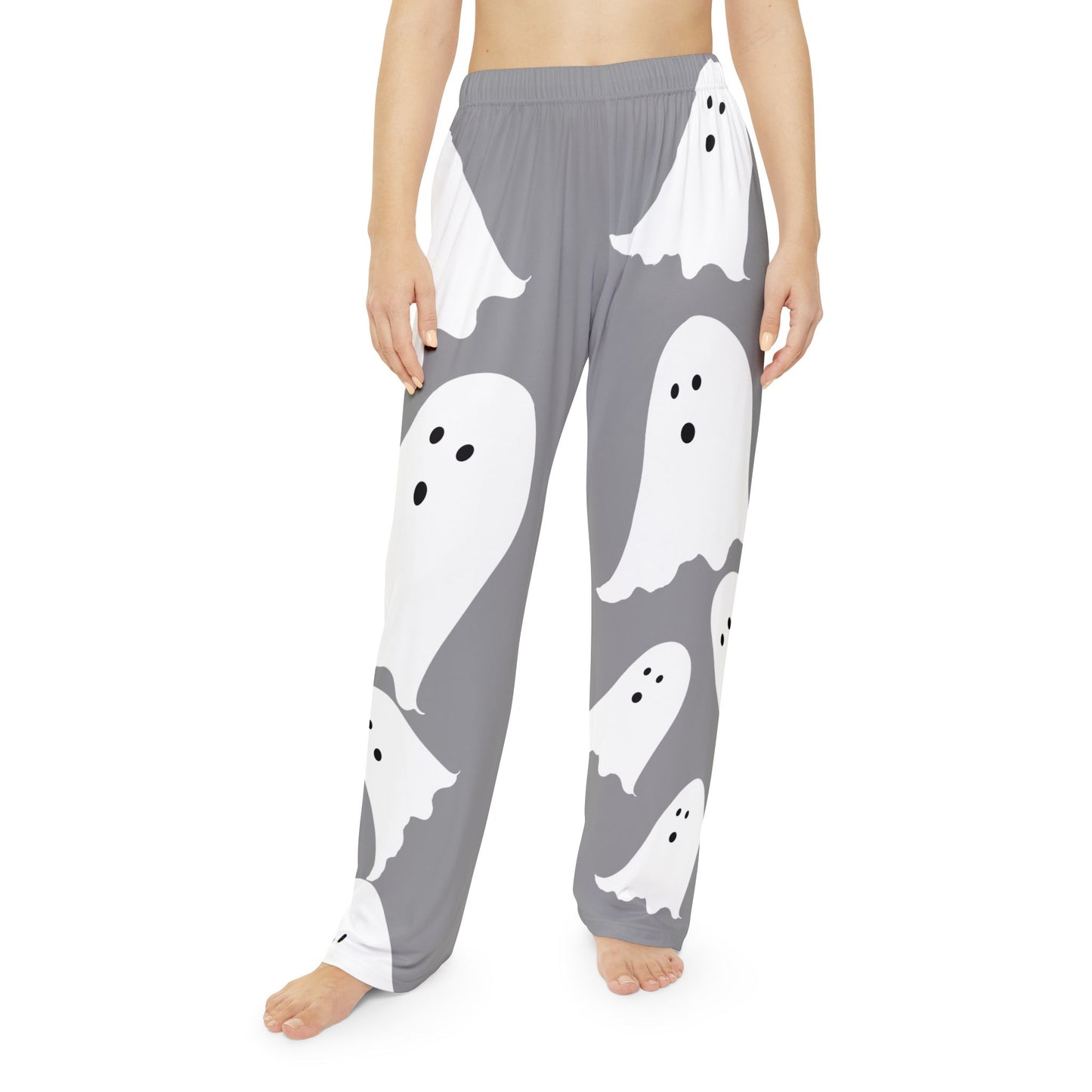 Ghostly Women's Pajama Pants, Halloween Loungewear, Comfortable Sleep Pants, Cute Ghosts Design, Relaxing Home Attire