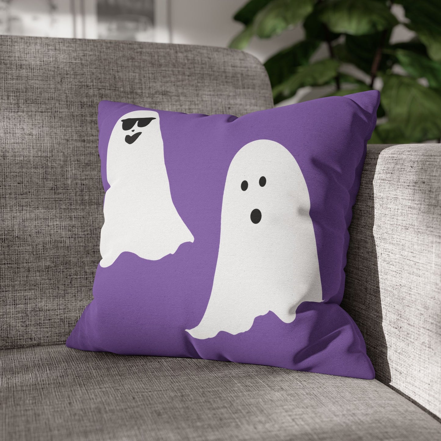 Spooky Ghost Pillowcase, BOO TIME, Halloween Decor, Fun Throw Pillow, Cozy Home Accessory, Unique Gift for Ghost Lovers, Purple Pillow Cover